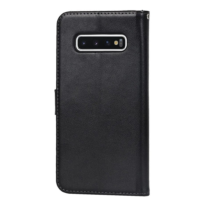 R61 Texture Felled Seam Phone Case Pattern Imprinted Stylish PU Leather Wallet Cover with Stand for Samsung Galaxy S10 - Black - 3