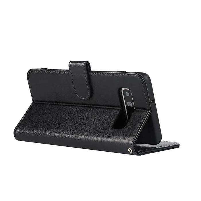 R61 Texture Felled Seam Phone Case Pattern Imprinted Stylish PU Leather Wallet Cover with Stand for Samsung Galaxy S10 - Black - 6