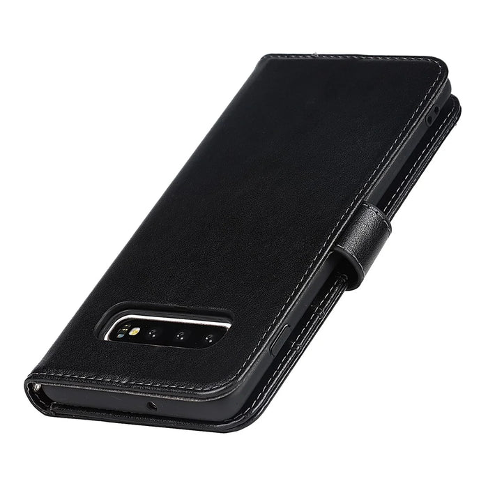 R61 Texture Felled Seam Phone Case Pattern Imprinted Stylish PU Leather Wallet Cover with Stand for Samsung Galaxy S10 - Black - 7