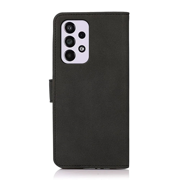 KHAZNEH Textured PU Leather Phone Wallet Flip Cover Stand Function Magnetic Protection Folio Case for Samsung Galaxy A33 5G - Black - 3