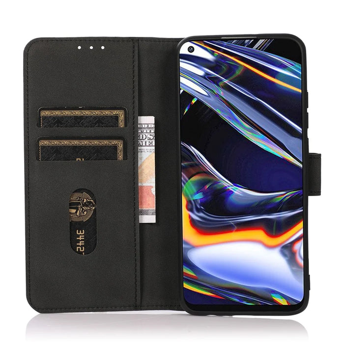 KHAZNEH Textured PU Leather Phone Wallet Flip Cover Stand Function Magnetic Protection Folio Case for Samsung Galaxy A33 5G - Black - 5
