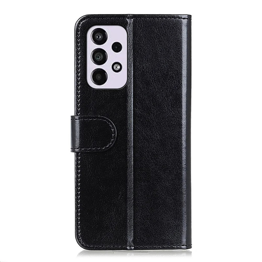 Crazy Horse Texture PU Leather Magnetic Flip Cover Stand Wallet Phone Case for Samsung Galaxy A33 5G - Black - 3