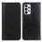 Litchi Texture Split Leather Flip Folio Wallet Phone Case Stand Magnetic Auto Closure Protective Cover for Samsung Galaxy A33 5G - Black - 1
