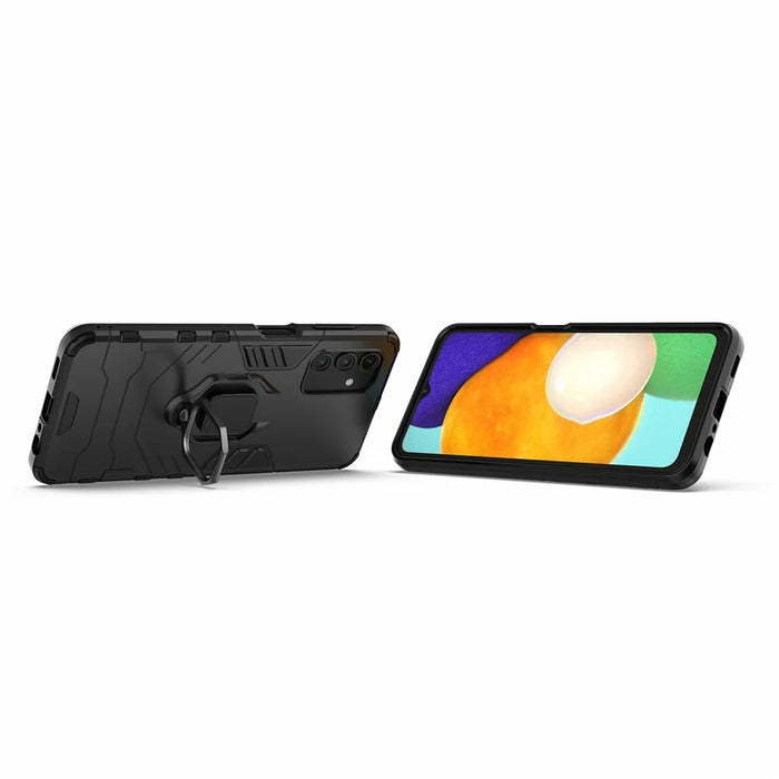 Ring Kickstand PC+ TPU Dual Layer Shock Absorption Protective Cover for Samsung Galaxy A13 5G - Black - 3