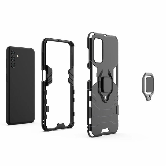 Ring Kickstand PC+ TPU Dual Layer Shock Absorption Protective Cover for Samsung Galaxy A13 5G - Black - 4