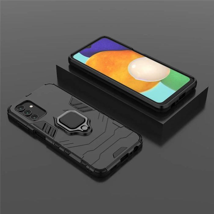 Ring Kickstand PC+ TPU Dual Layer Shock Absorption Protective Cover for Samsung Galaxy A13 5G - Black - 7