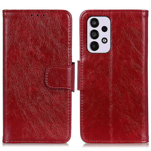 Overall Protection Nappa Texture Split Leather Cover + TPU Phone Case with Stand Wallet for Samsung Galaxy A33 5G - Red - 1