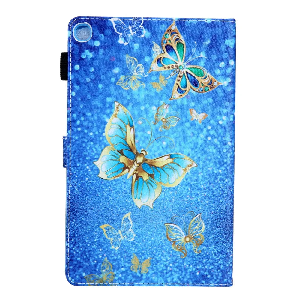 Pattern Printing Stand Leather Tablet Case for Samsung Galaxy Tab A8 10.5 (2021) SM-X200 X205 / A8 10.5 (2022) - Gold Butterfly - 3