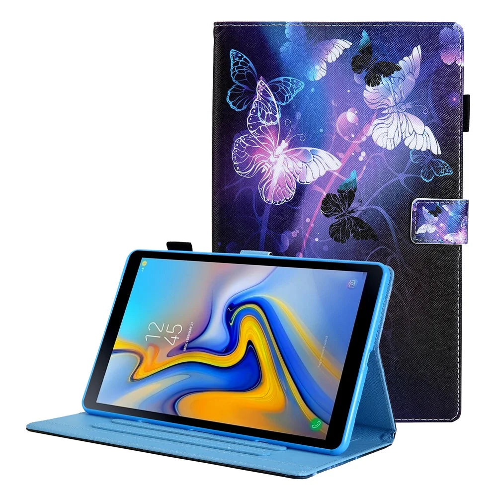 Pattern Printing Leather Stand Tablet Casefor Samsung Galaxy Tab A8 10.5 (2021) SM-X200 X205 / A8 10.5 (2022) - Purple Butterfly - 1