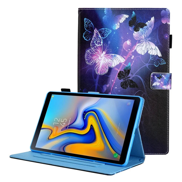 Pattern Printing Leather Stand Tablet Casefor Samsung Galaxy Tab A8 10.5 (2021) SM-X200 X205 / A8 10.5 (2022) - Purple Butterfly - 1