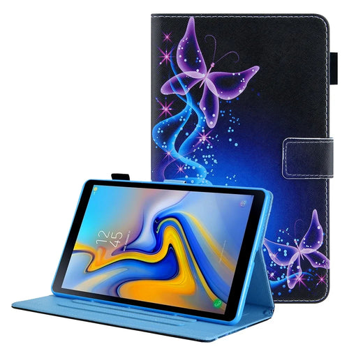 Pattern Printing Card Slots PU Leather Tablet Case for Samsung Galaxy Tab A8 10.5 (2021) SM-X200 X205 / A8 10.5 (2022) - Purple Butterflies - 1