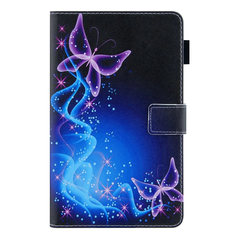 Pattern Printing Card Slots PU Leather Tablet Case for Samsung Galaxy Tab A8 10.5 (2021) SM-X200 X205 / A8 10.5 (2022) - Purple Butterflies - 2
