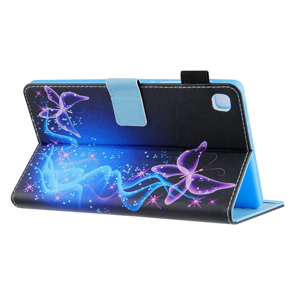 Pattern Printing Card Slots PU Leather Tablet Case for Samsung Galaxy Tab A8 10.5 (2021) SM-X200 X205 / A8 10.5 (2022) - Purple Butterflies - 5