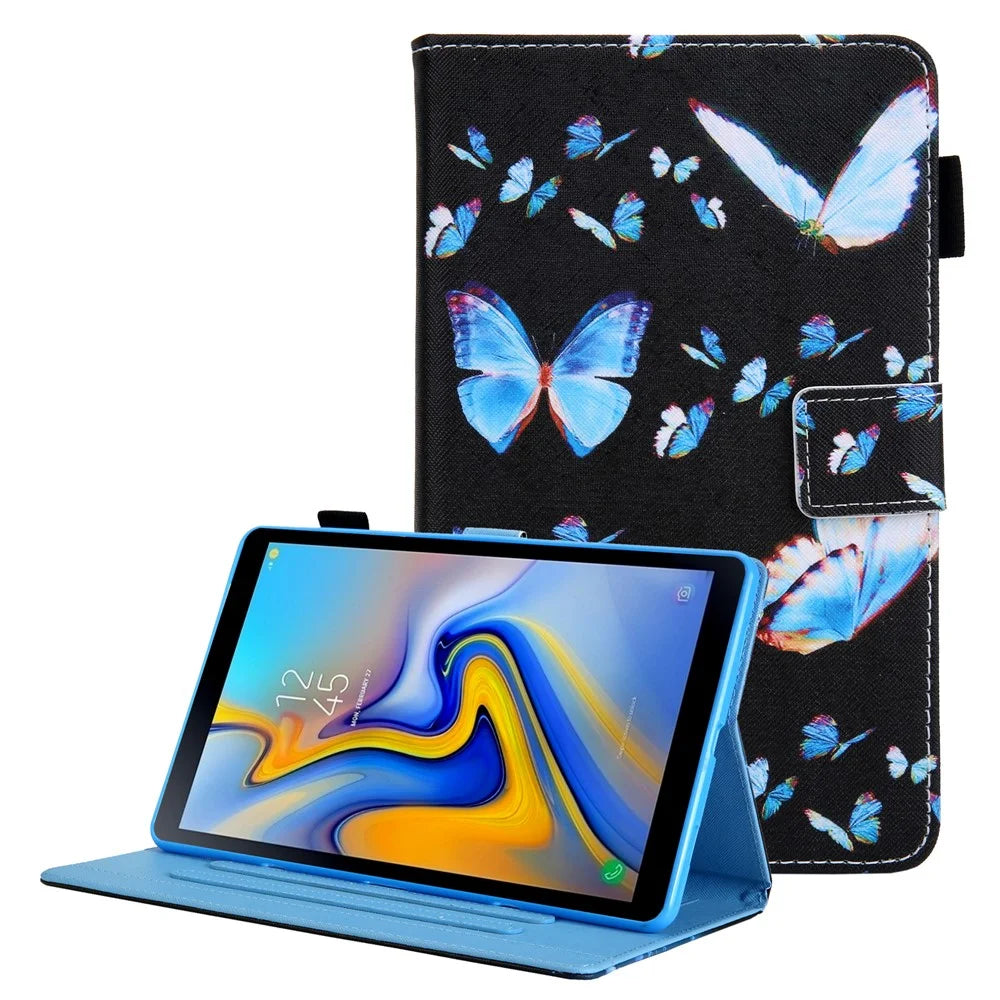 Pattern Printing Tablet Case Card Holder Cover for Samsung Galaxy Tab A8 10.5 (2021) SM-X200 X205 / A8 10.5 (2022) - Blue Butterflies - 1