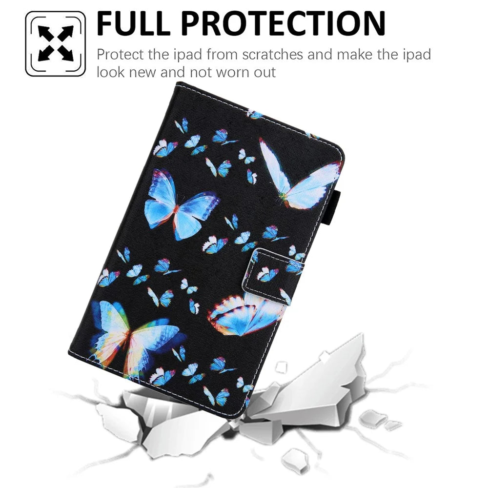 Pattern Printing Tablet Case Card Holder Cover for Samsung Galaxy Tab A8 10.5 (2021) SM-X200 X205 / A8 10.5 (2022) - Blue Butterflies - 7