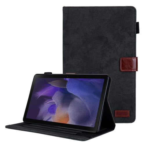 Cloth Texture Stand PU Leather Tablet Case for Samsung Galaxy Tab A8 10.5 (2021) SM-X200 X205 / A8 10.5 (2022) - Black - 1