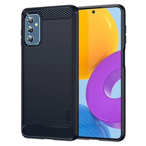 MOFI Brushed Carbon Fiber Design Case Shockproof Anti-drop Soft TPU Cover Shell for Samsung Galaxy M52 5G - Blue - 1