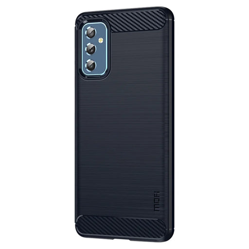 MOFI Brushed Carbon Fiber Design Case Shockproof Anti-drop Soft TPU Cover Shell for Samsung Galaxy M52 5G - Blue - 2