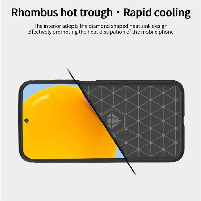 MOFI Brushed Carbon Fiber Design Case Shockproof Anti-drop Soft TPU Cover Shell for Samsung Galaxy M52 5G - Blue - 7