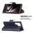 Litchi Texture Solid Color PU Leather Wallet Stand Case Protective Phone Shell with Wrist Strap for Samsung Galaxy S22 Ultra 5G - Black - 2