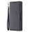 Litchi Texture Solid Color PU Leather Wallet Stand Case Protective Phone Shell with Wrist Strap for Samsung Galaxy S22 Ultra 5G - Black - 4