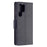 Litchi Texture Solid Color PU Leather Wallet Stand Case Protective Phone Shell with Wrist Strap for Samsung Galaxy S22 Ultra 5G - Black - 5