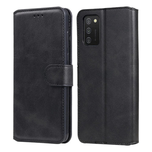 PU Leather Wallet Stand Folio Flip Protective Phone Cover for Samsung Galaxy A03s (164.2mm) - Black - 1