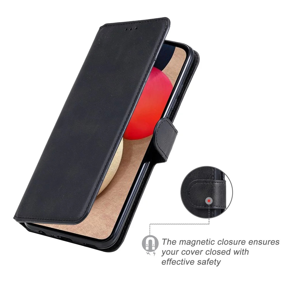 PU Leather Wallet Stand Folio Flip Protective Phone Cover for Samsung Galaxy A03s (164.2mm) - Black - 7