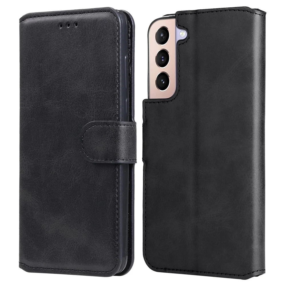 All-inclusive Protection Wallet Stand PU Leather Phone Cover Shell for Samsung Galaxy S22+ 5G - Black - 1