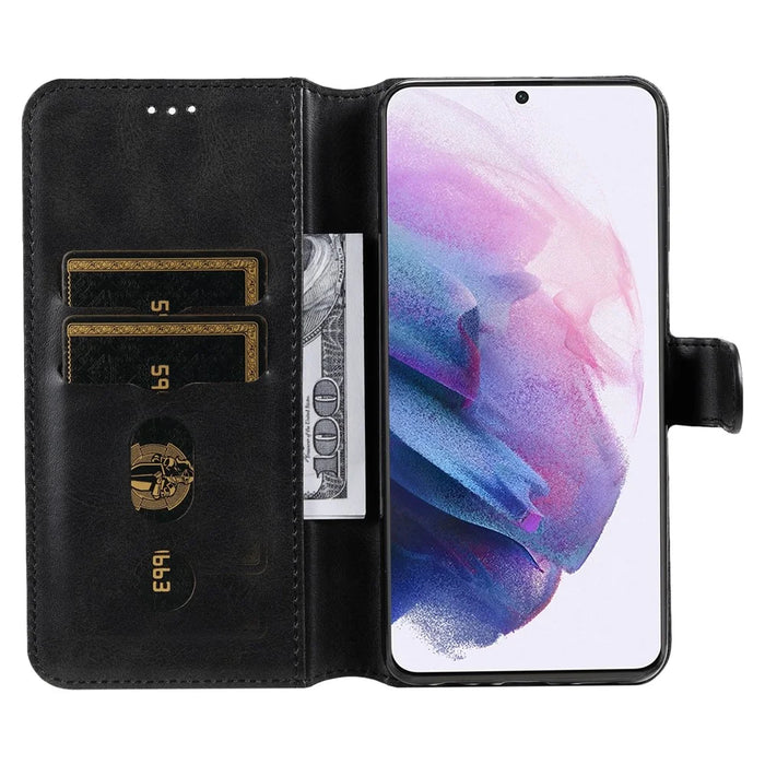 All-inclusive Protection Wallet Stand PU Leather Phone Cover Shell for Samsung Galaxy S22+ 5G - Black - 4