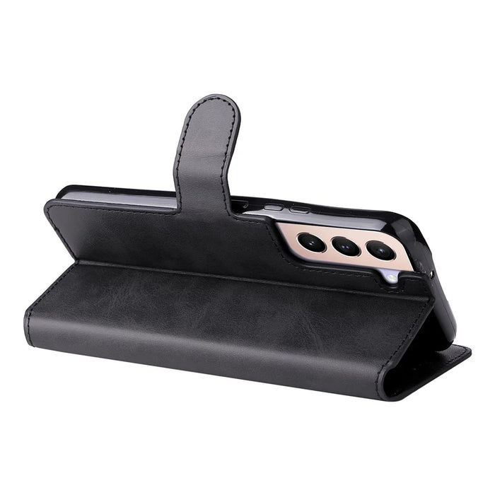 All-inclusive Protection Wallet Stand PU Leather Phone Cover Shell for Samsung Galaxy S22+ 5G - Black - 6