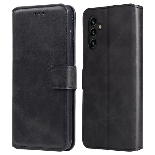 Classic Stand Flip Cover PU Leather Magnetic Closure Anti-Scratch Wallet Phone Case for Samsung Galaxy A13 5G / A04s 4G (164.7mm) - Black - 1