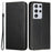 Carbon Fiber Texture Foldable Stand Shockproof Leather Wallet Case with Auto Closure Magnet for Samsung Galaxy S21 Ultra 5G - Black - 1