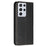 Carbon Fiber Texture Foldable Stand Shockproof Leather Wallet Case with Auto Closure Magnet for Samsung Galaxy S21 Ultra 5G - Black - 3