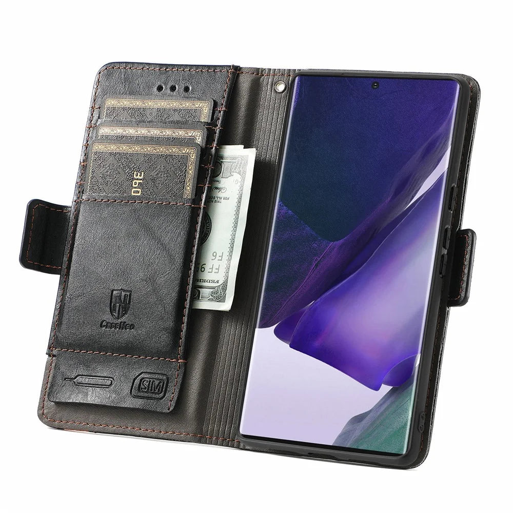 For Samsung Galaxy S22 Ultra 5G Phone Cases CASENEO PU Leather Cover Stand with RFID Blocking Wallet - Black - 4