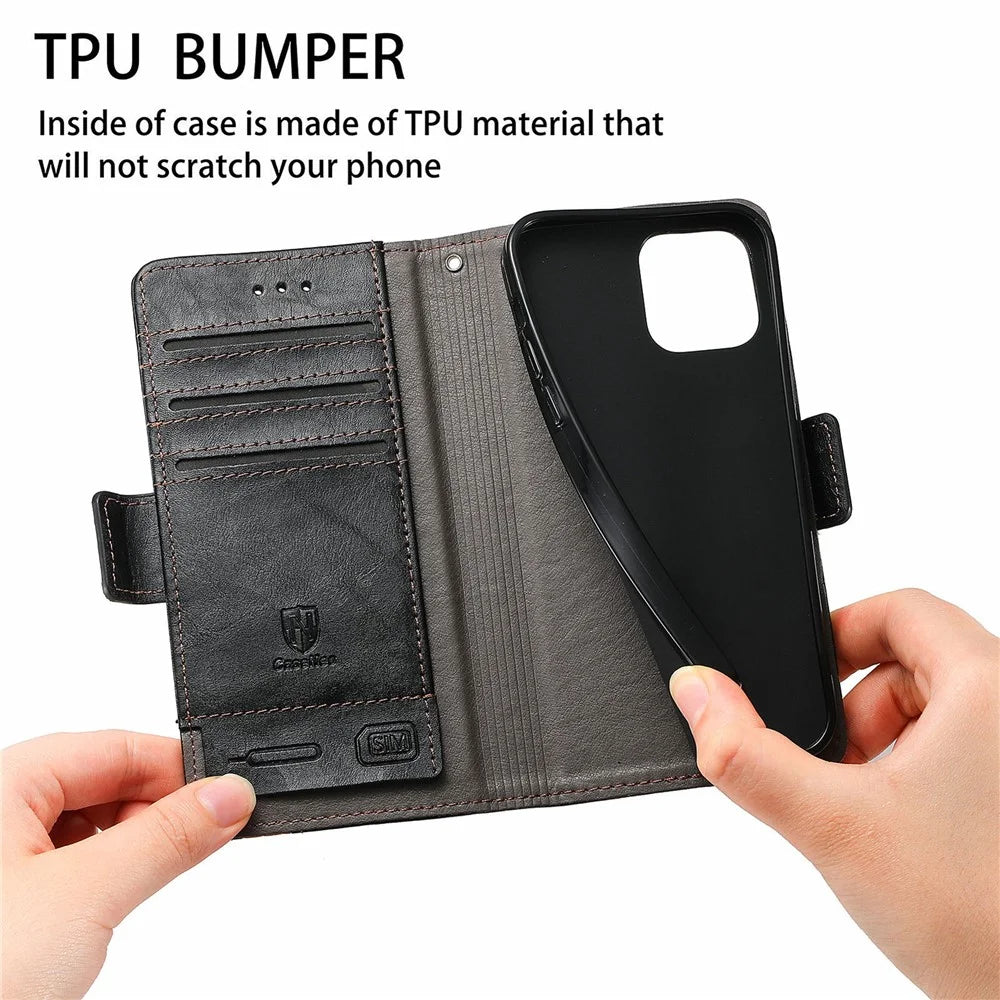For Samsung Galaxy S22 Ultra 5G Phone Cases CASENEO PU Leather Cover Stand with RFID Blocking Wallet - Black - 7