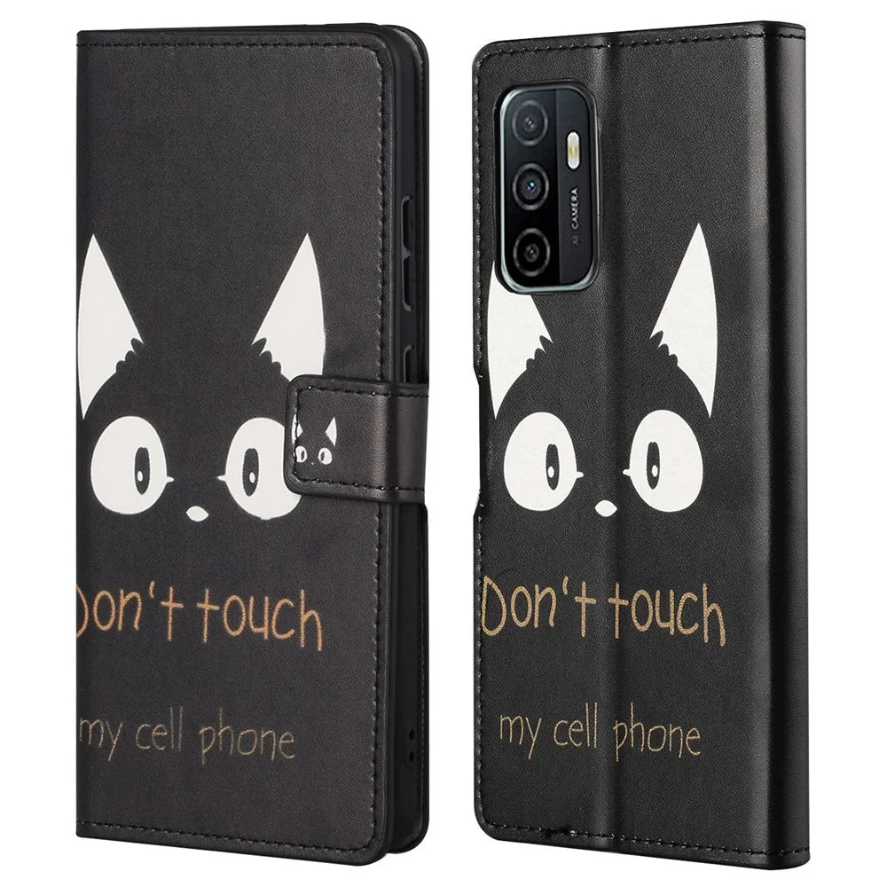 Pattern Printing Wallet Shockproof Case PU Leather Flip Magnetic Protective Cover with Stand for Samsung Galaxy A33 5G - Don't Touch My Cell Phone - 1