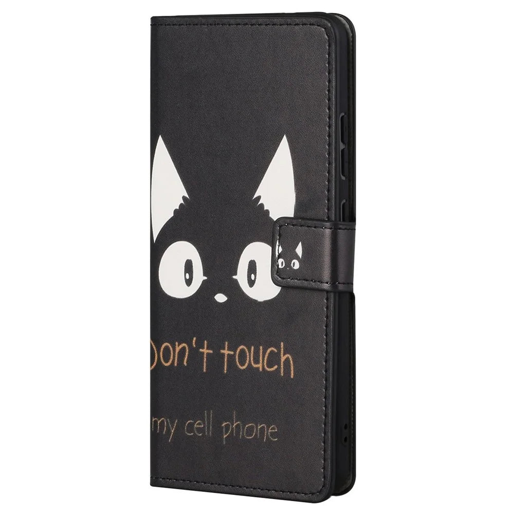 Pattern Printing Wallet Shockproof Case PU Leather Flip Magnetic Protective Cover with Stand for Samsung Galaxy A33 5G - Don't Touch My Cell Phone - 2