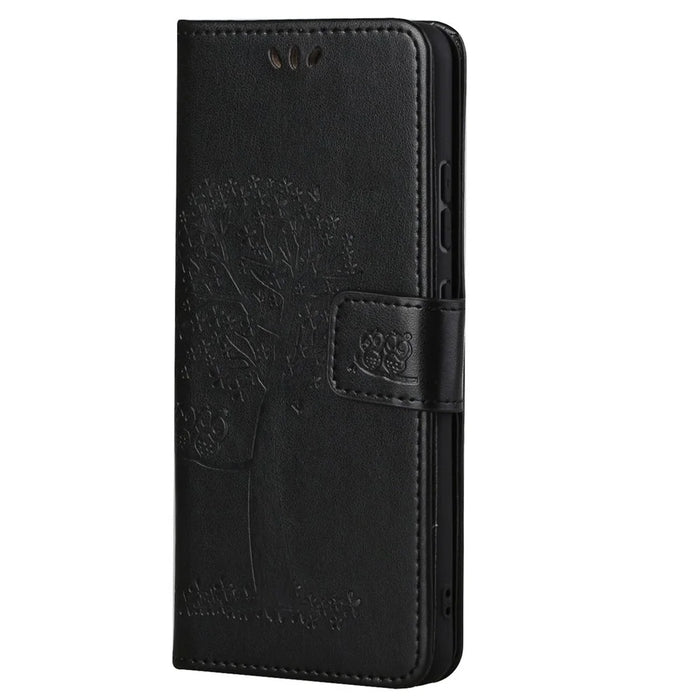 Owl Tree Imprinted Design PU Leather Flip Folio Case Wallet Stand Protective Cover with Strap for Samsung Galaxy A33 5G - Black - 2