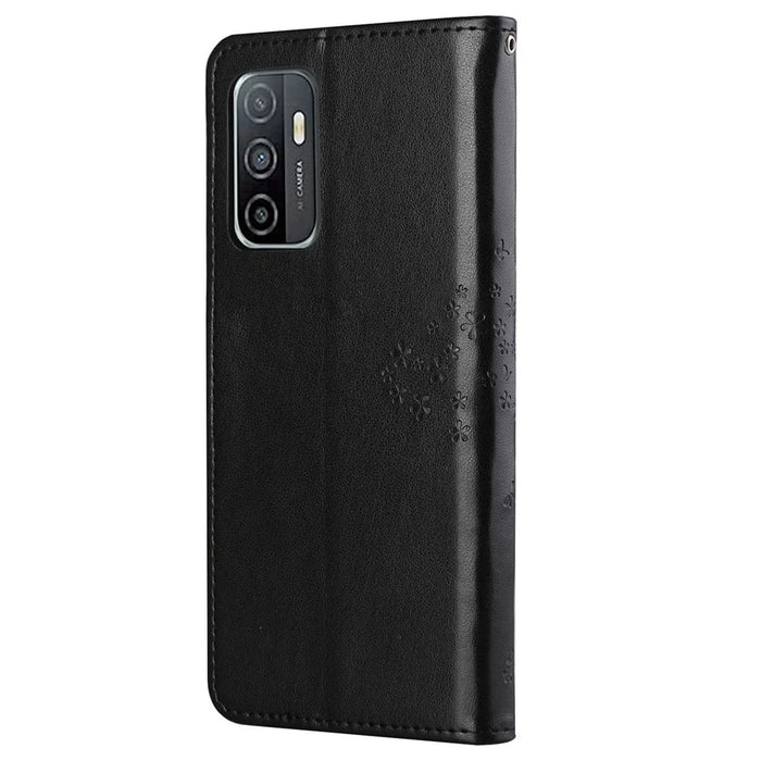 Owl Tree Imprinted Design PU Leather Flip Folio Case Wallet Stand Protective Cover with Strap for Samsung Galaxy A33 5G - Black - 3