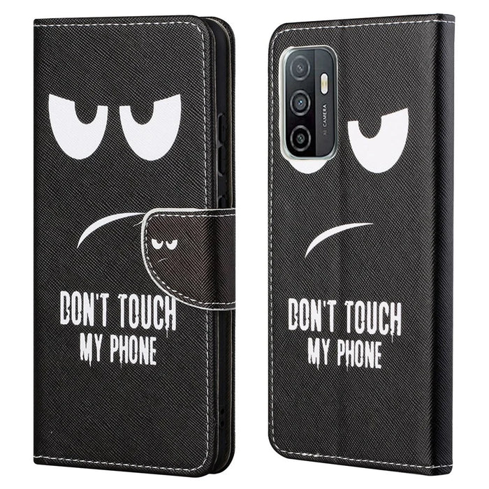 Pattern Printing Cross Texture Phone Case Wallet Leather Cover with Foldable Stand for Samsung Galaxy A53 5G - Don't Touch My Phone - 1