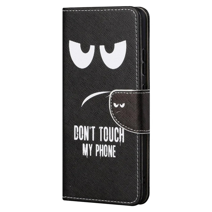 Pattern Printing Cross Texture Phone Case Wallet Leather Cover with Foldable Stand for Samsung Galaxy A53 5G - Don't Touch My Phone - 2