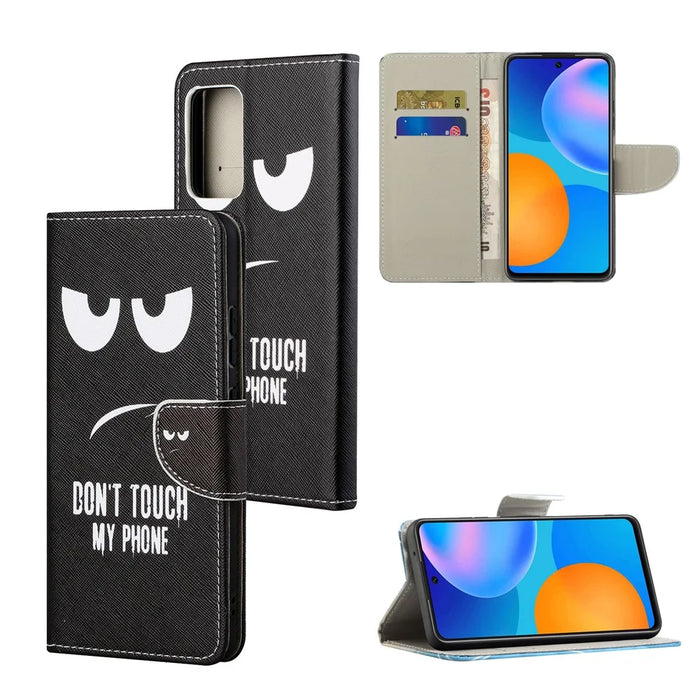 Pattern Printing Cross Texture Phone Case Wallet Leather Cover with Foldable Stand for Samsung Galaxy A53 5G - Don't Touch My Phone - 6