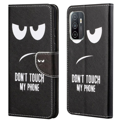 Cross Texture Pattern Printing Protective Leather Phone Cover with Wallet Stand for Samsung Galaxy A33 5G - Don't Touch My Phone - 1