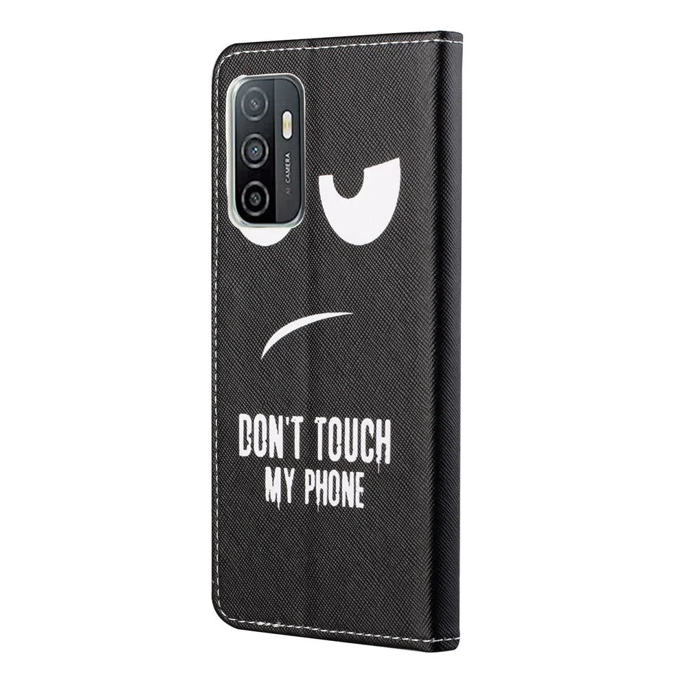 Cross Texture Pattern Printing Protective Leather Phone Cover with Wallet Stand for Samsung Galaxy A33 5G - Don't Touch My Phone - 3