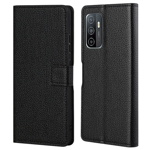 Litchi Texture PU Leather Wallet Stand Magnetic Clasp Protective Phone Case Shell for Samsung Galaxy A33 5G - Black - 1