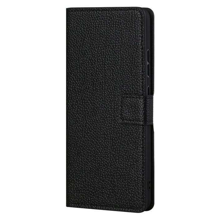 Litchi Texture PU Leather Wallet Stand Magnetic Clasp Protective Phone Case Shell for Samsung Galaxy A33 5G - Black - 2