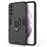 Dual Layer Soft Flexible TPU Hard PC Shockproof Protective Case with Ring Holder Kickstand for Samsung Galaxy S22+ 5G - Black - 2