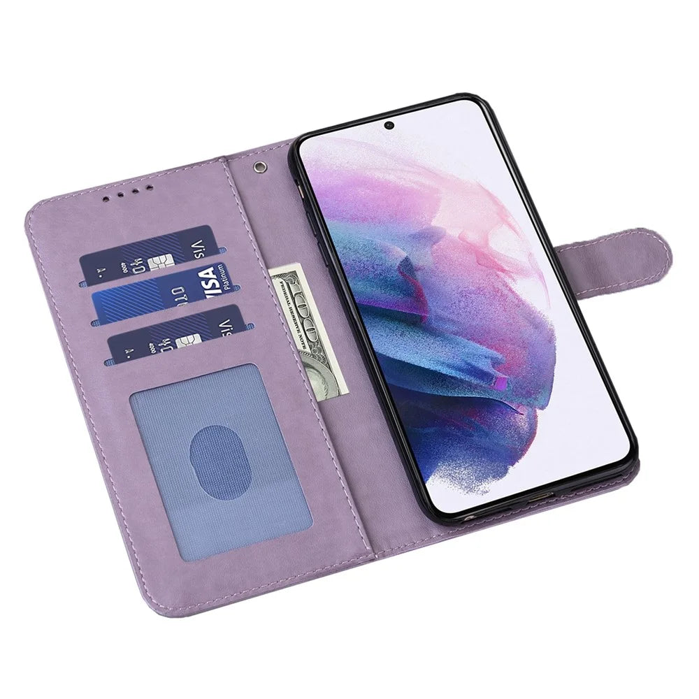 Deer Tree Pattern Imprint PU Leather Wallet Stand Phone Protective Case Cover for Samsung Galaxy A33 5G - Purple - 4