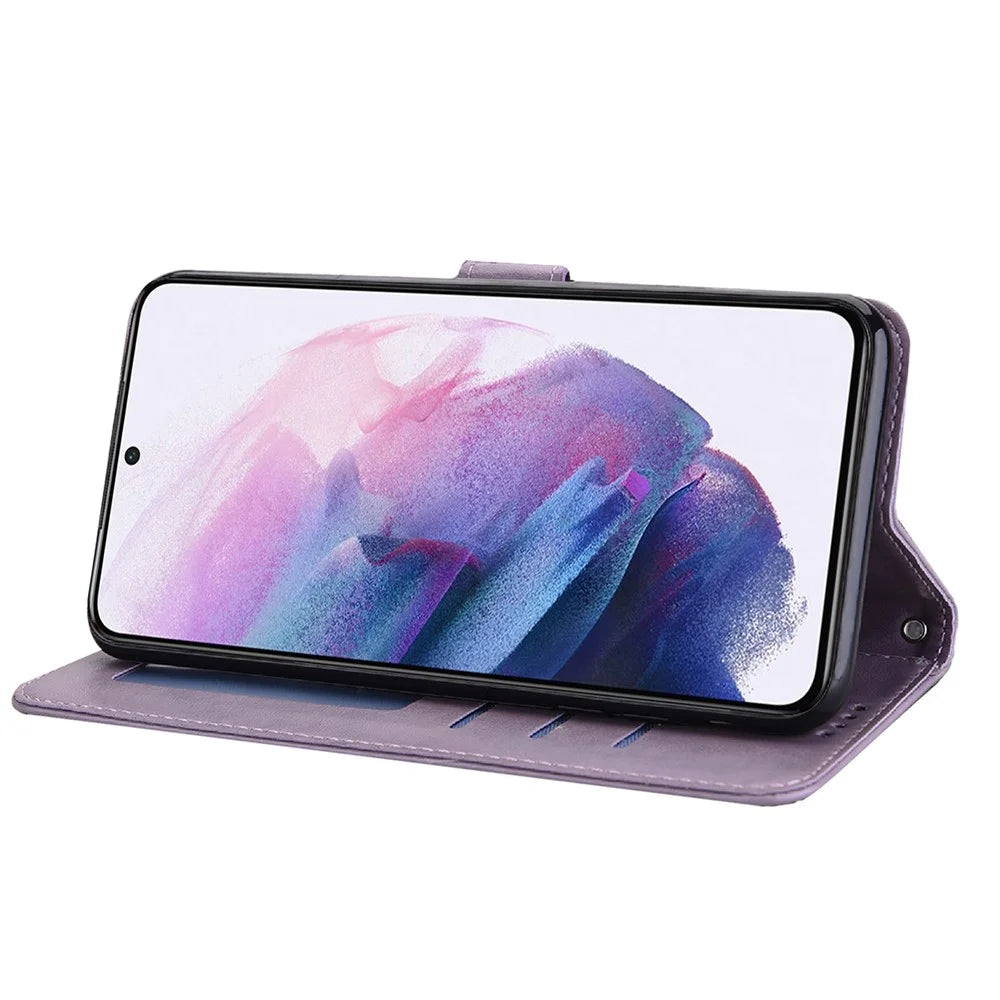 Stylish Deer Tree Pattern Imprint Full-Protection PU Leather Wallet Stand Phone Shell Case for Samsung Galaxy A53 5G - Purple - 5